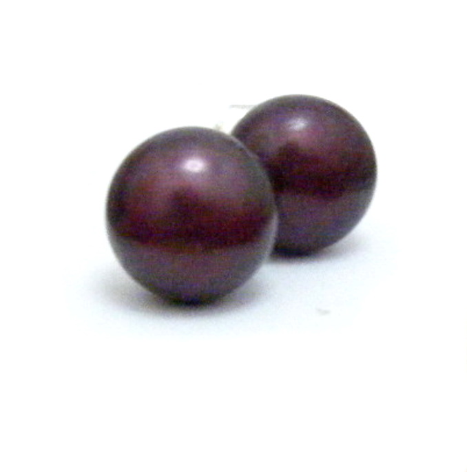 Cranberry Button Stud Earrings